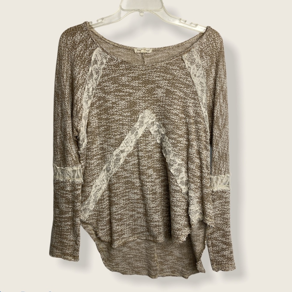 Hem & Thread Lace Asymmetrical Sweater